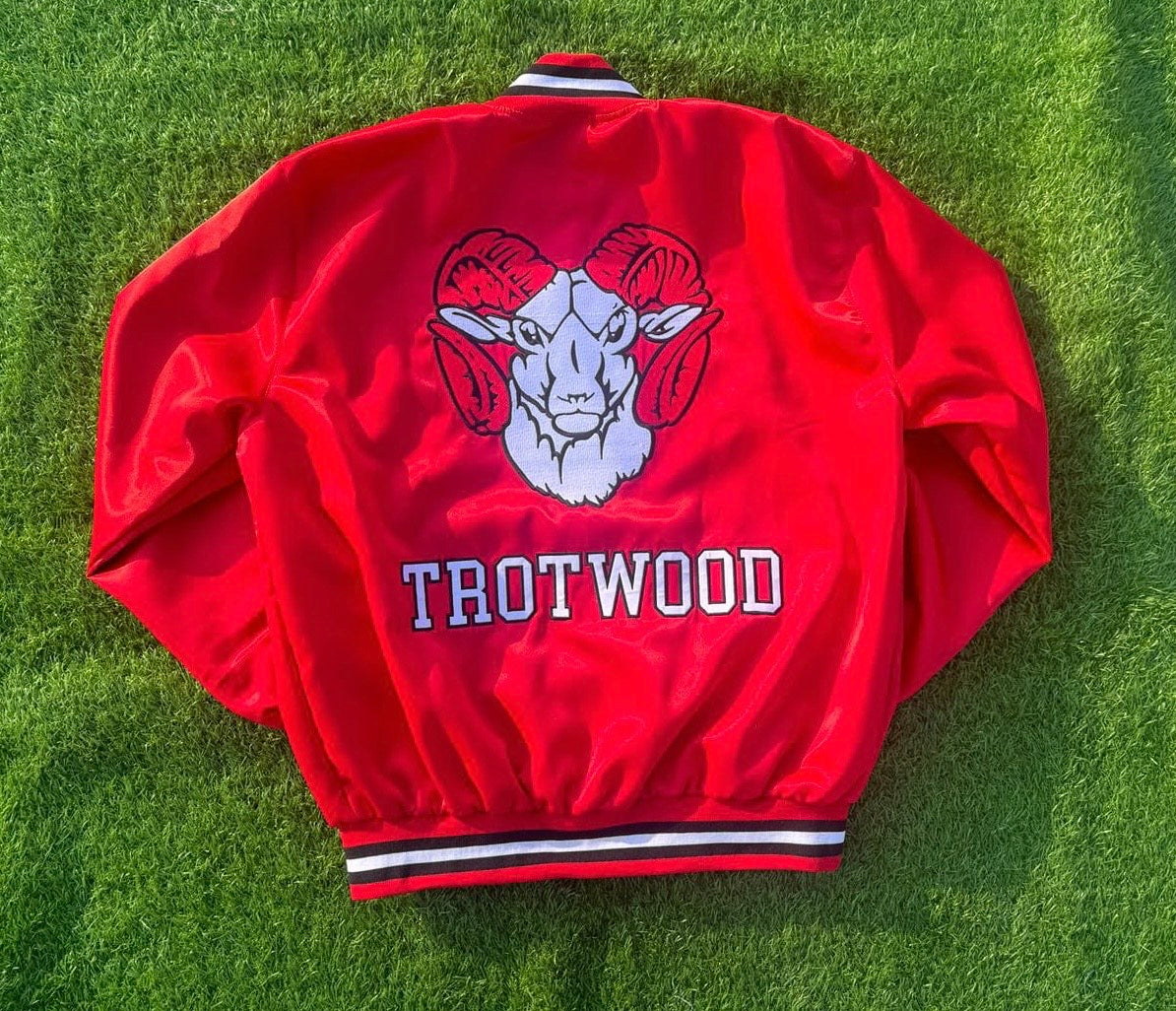 Trotwood RAMS Satin Bomber Jacket - Red