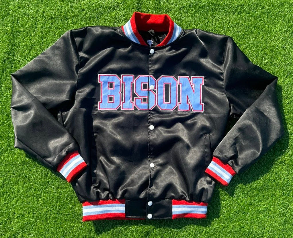 Belmot Bison Satin Bomber Jacket